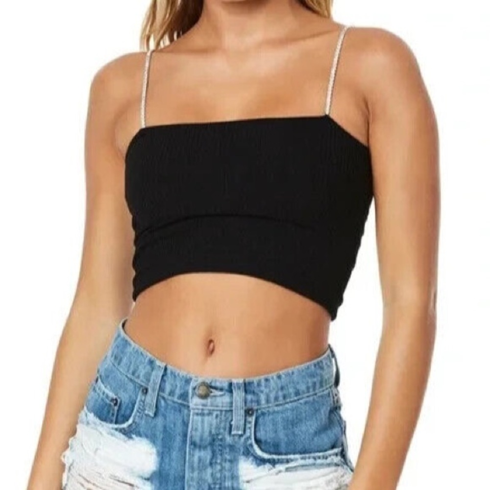 Emma & Sam Rhinestone Strap Crop Top